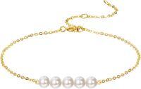 wholesale 14K Gold Freshwater Pearl Anklet for Women-White 5