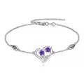 wholesale 925 Sterling Silver Purple Flower Heart Charm Bracelet Wholesale Gift for Women-0-0
