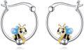 wholesale 925 Sterling Silver Bumblebee Hoop Earrings - Cute Animal  for Her-0-0
