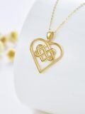 TOUPOP 14k Solid Gold Celtic Knot Necklace, Irish Amulet Pendant Gift-0-1