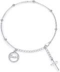 wholesale 925 Sterling Silver Cross Charm Anklet - Faith Christian Religious Foot Chain s for Women-0-0
