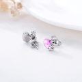 wholesale 925 Sterling Silver Koala Bear Heart Crystal Stud Earrings - Hypoallergenic Gift for Women-0-4