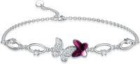 wholesale  Sterling Silver Crystal Butterfly Bracelet for Women Teens -Butterfly bracelat with purple crytal