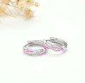 wholesale 925 Sterling Silver Pink Fire Opal & CZ Twist Design Hoop Earrings for Women-0-4