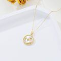 wholesale 14k Gold Crescent Moon And Stars Pendant With Mother Of Pearl And Purple Gemstones-0-4