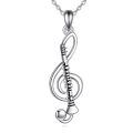 wholesale 925 Sterling Silver Flute Treble Clef Necklace-0-0