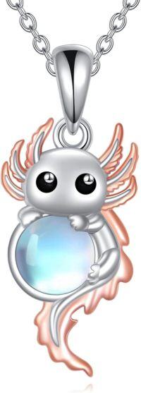 wholesale 925 Sterling Silver April Birthstone Axolotl Heart Necklace for Women-Axolotl-1