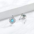 wholesale 925 Sterling Silver Round Blue Turquoise Celtic Knot Studs Hypoallergenic Leverback Earrings for Women Girls-0-2