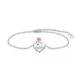 TOUPOP Sterling Silver Rose Flower Heart I Love You Bracelet For Women-0-0