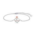 TOUPOP Sterling Silver Rose Flower Heart I Love You Bracelet For Women-0-0