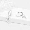 wholesale 925 Sterling Silver Cross Dangle Huggie Hoop Earrings for Men & Women - Mother's Day Gift Idea-0-3