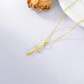 wholesale Gold Yellow Gold 14K Diamond Scroll Cross Pendant Necklace for Women - 28cm Chain Length-0-3