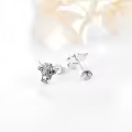 wholesale 925 Sterling Silver Highland Cow Head Stud Earrings Wholesale with Gold Teeth and Heart Flower Design for Women-0-1