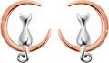 wholesale 925 Sterling Silver Cat and Crescent Moon Stud Earrings for Women-0-12