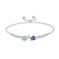 wholesale 925 Sterling Silver Rose Flower Birthstone Bolo Bracelet for Women-09-September-Sapphire