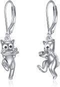 wholesale 925 Sterling Silver Cat Drop Earrings with Leverbacks for Women and Girls-0-0