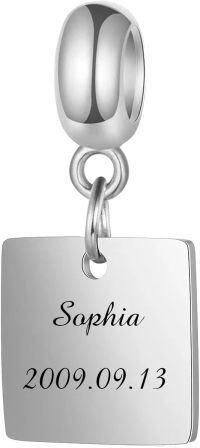 wholesale 925 Sterling Silver Personalized Name Charm Bracelet with Engraved Initials Symbols Numbers Dates - Unique Gift for Women Men - Elegant Bead for Valentine's Day Christmas Birthdays Anniversaries-Sterling Silver-silver color