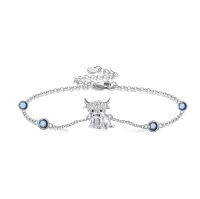 wholesale 925 Sterling Silver Birthstone Highland Cow Link Bracelet Western Jewelry Gift-12-Dec-Topaz