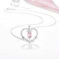 wholesale 925 Sterling Silver Pink Gemstone Rope Anchor Heart Pendant Necklace for Women - Nautical Jewelry-0-1