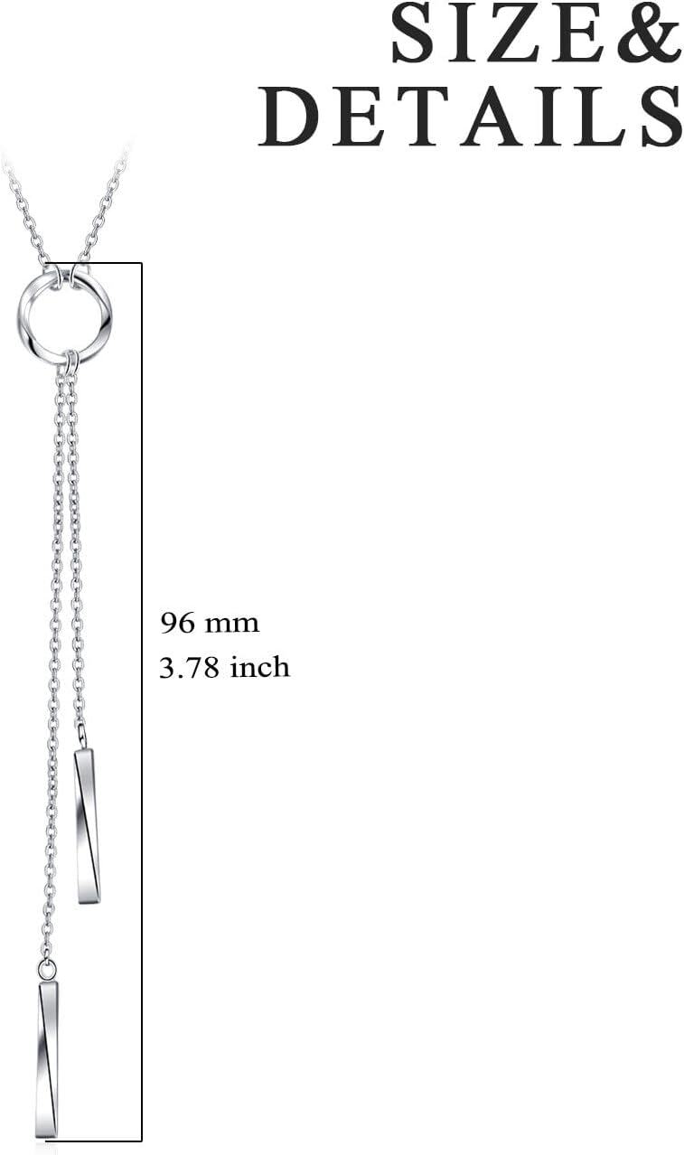 925 Sterling Silver Y Necklace with Lariat Tassel Pendant for Women Girls Mom Daughter Gift-0-4