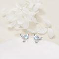 wholesale 925 Sterling Silver Heart Dove Bird Stud Earrings with Blue Stone-0-2
