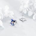 wholesale 925 Sterling Silver Shark Blue Enamel Stud Earrings for Women Girls Gift Ideas-0-3