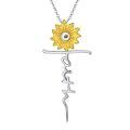 wholesale 925 Sterling Silver Sunflower Cross Pendant Necklace for Women Girls-0-0