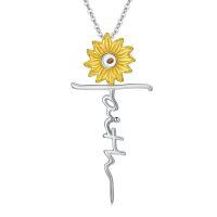 wholesale 925 Sterling Silver Sunflower Cross Pendant Necklace for Women Girls-F-Sunflower
