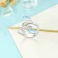 wholesale Sterling Silver Leaf Ring with Birthstone Adjustable Wrap Promise Engagement Wedding Rings for Women-0-44