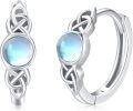 wholesale 925 Sterling Silver Moonstone Celtic Hoop Earrings Hypoallergenic Gift-0-0