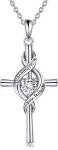 wholesale 925 Sterling Silver Heart Pendant with Infinity Knot and Cubic Zirconia - Grandma I Love You Forever Necklace for Mother's Day Gifts-0-0