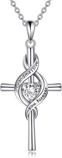 wholesale 925 Sterling Silver Heart Pendant with Infinity Knot and Cubic Zirconia - Grandma I Love You Forever Necklace for Mother's Day Gifts-Grandma Necklace