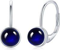 wholesale 925 Sterling Silver 7mm Egg Cut Birthstone Leverback Drop Earrings for Women Girls-September Birthstone