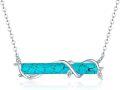 wholesale 925 Sterling Silver Turquoise Infinity Leaf Bar Necklace - Gifts for Women & Teen Girls-0-0