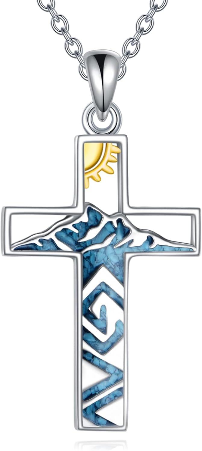  Sterling Silver Abalone Celtic Cross Pendant Necklace Religious Jewelry Gifts ( )-0-1