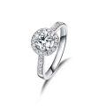 TOUPOP 14k White Gold Plated Moissanite Ring D VVS1 Round-0-0