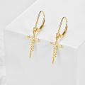 wholesale 14K Gold  Cross Drop Earrings with Lotus and Sunflower Design-0-3
