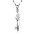 wholesale 925 Sterling Silver Rose Quartz Cat Pendant Necklace for Women Cats Lover-0-0
