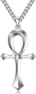 wholesale 925 Sterling Silver Ankh Cross Pendant Necklace - Egyptian Symbol Charm for Men & Women-0-0