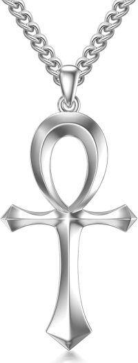 wholesale 925 Sterling Silver Ankh Cross Pendant Necklace - Egyptian Symbol Charm for Men & Women-Silver
