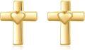 wholesale 14K Gold Heart Cross Stud Earrings for Women and Girls - Faith-0-0