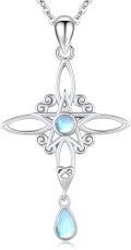 wholesale 925 Sterling Silver Moonstone Star Pendant Necklace for Women Witch s-0-0