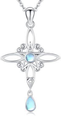 wholesale 925 Sterling Silver Moonstone Star Pendant Necklace for Women Witch s-Witches Knot Moonstone Necklace 1
