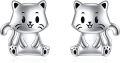 wholesale 925 Sterling Silver Cute Cat Stud Earrings - Kawaii Kitty  for Girls and Women-0-0