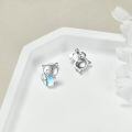 wholesale 925 Sterling Silver Happy Cat Earrings With Blue Gemstones-0-1