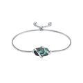 wholesale 925 Sterling Silver Abalone Shell Square Charm Adjustable Bolo Bracelet for Women-0-0