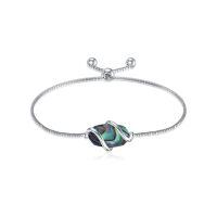 wholesale 925 Sterling Silver Abalone Shell Square Charm Adjustable Bolo Bracelet for Women-A-Abalone Shell