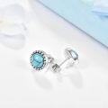 wholesale S925 Sterling Silver Turquoise Stud Earrings Vintage Braids Circle Blue Gemstone Bohemian Ethnic Tribal Jewelry for Women Graduation-0-2