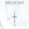 wholesale 925 Sterling Silver Heart Cross Pendant With Red Gemstone Necklace Set-0-4