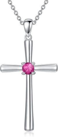 wholesale 925 Sterling Silver Birthstone Cross Necklace for Women 18 20-6-June-Alexandrite